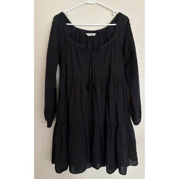 Lucky Brand Womens Dress Small Black Tiered Mini Tassel Whimsigoth Feminine - Picture 1 of 10